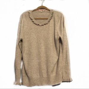 Boden Grey Ruffle Sweater Long Sleeves Ruffle